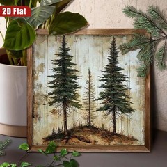 Forest Scene Pine Tree Wooden Sign Rustic Farmhouse Decor Gift Christmas Gift