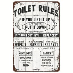 Toilet Rules Tin Sign Funny Bathroom Sign Bar Restaurant Bathroom Rules Metal