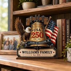 America 250th Anniversary Wooden Block Decoration, 1776-2026 Patriotic