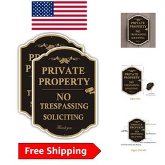 CCTV Surveillance & No Trespassing Sign, 14×10 Rust-Free Aluminum, 2 Count