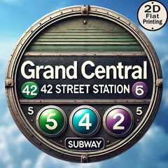 Aluminum Metal Sign Vintage Grand Central Subway Sign 8 Inch Round Funny