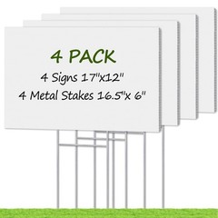 Blank Yard Signs with Stakes, Remiawy Custom Yard Sale Sign 17×12 Inch 4 Pack…