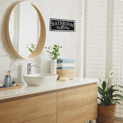Jetec Buffalo Plaid Bathroom Decor Wooden Vintage Bathroom Wall Sign 13.8 X 5.1