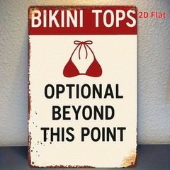 Bikini Tops Optional Beyond This Point Vintage Metal Sign Funny Pool Decoration