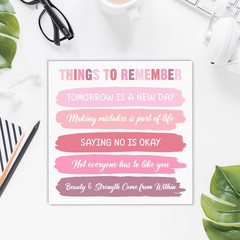 Pink Inspirational Things to Remember Wooden Box Sign Preppy Room Pink Room Dorm