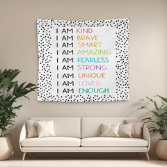 Positive Affirmations Wall Decor, I Am Kind Brave Smart Inspirational Tapestry W