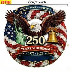 Patriotic USA Wreath 250 Years Liberty Bell Front Wooden Door Wall Hanging Decor