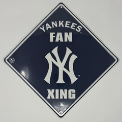 New York Yankees MLB Embossed Metal Crossing Xing Sign Indoor/Outdoor Used Good