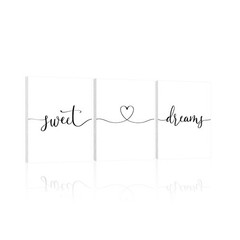 Sweet Dreams Wall Art Above Bed: Set of 3 Modern Master Bedroom Signs for Cou…