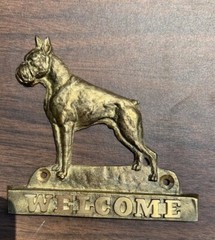 Boxer – Brass Tablet Door Welcome Sign With Dog Image Art Dog USA