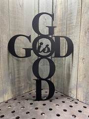 Metal 18″ God is Good Cross Plasma Cut Sign Art Jesus Christian Love