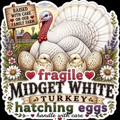 50 Midget White Turkey Hatching Egg Stickers | Poultry Shipping Labels