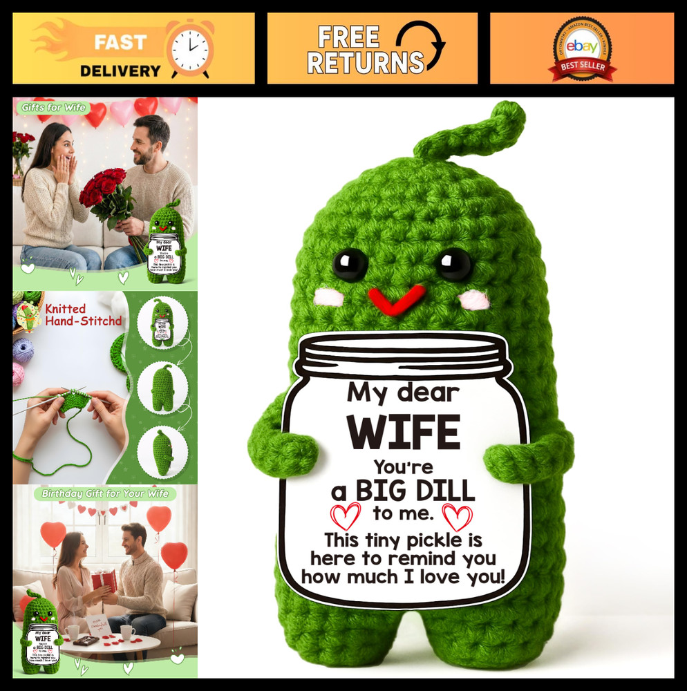 Handmade Crocheted Pickle Gift for Wife – Romantic Anniversary & Birthday Decor