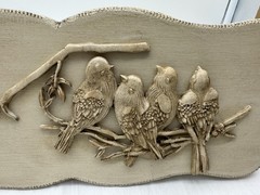 Bird Wall Decor Rustic Farmhouse Neutral Plaque Birds Branch 12×5