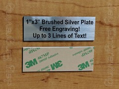 3 pack – Custom Engraved 1×3 Brushed Silver Plate w/ Adhesive Backing