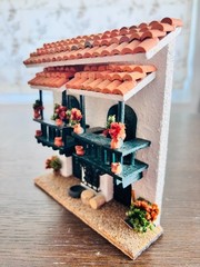 Mexican Folk Art Hacienda Wall Plaque Miniature House Terracotta Roof