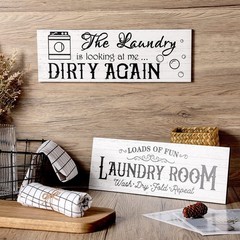 Jetec 2 Pieces Rustic Laundry Room Wooden Signs 13.8 x 4.7 inches, White