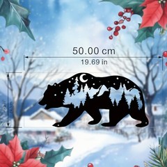 Metal Wall Art Black Rustic Bear Decor Forest For Cabin Etc Large 10×20 inch