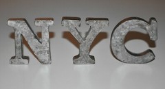 NYC Distressed Galvanized Steel 3 Letter Display Decorative L 2 1/4″ W 2 /14″