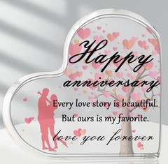 Happy Anniversary Gift for Wife -Heart Shaped Acrylic Decor