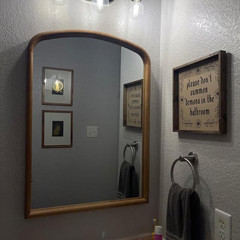 11.8″ Please Don’t Summon Demons In The Bathroom Sign, Wooden Bathroom Wall Deco