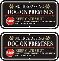 2-Pack No Trespassing Dog Signs – 12×6 Weatherproof Aluminum, Easy Setup