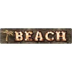 Beach Palm Tree Bulb Lettering 3″x12″ metal street sign plaque Home Door Garage
