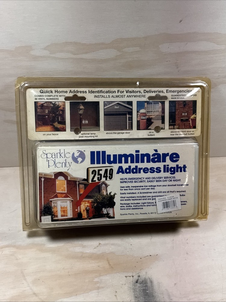 Vintage Sparkle Plenty Illuminare Adress Light #C101 10″ x 5″ Made In USA NOS