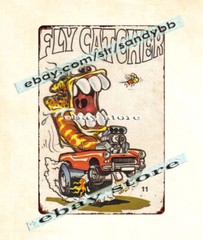 1960s fly catcher hot rod rockabilly auto car metal tin sign home to home decor