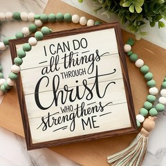Wooden Plaque I Can Do All Things Through Christ Scripture Wall Decoration Gift