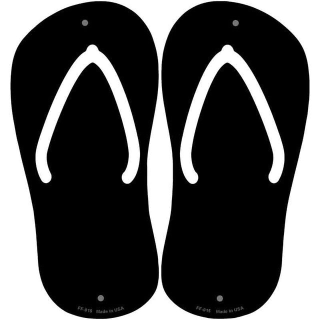 Black Solid 8″x4″ Metal Aluminum Flip Flop Shoe (Set of 2) Print Sign Wall Art