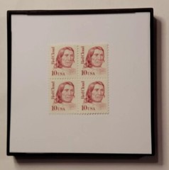 Red Cloud Native American 4 Vintage stamps in 4″x4″Photo Frame Hanging/table-top