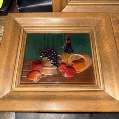 Vintage 3 Repousse Framed Wall Art Plaques Plastic Metallic Mid Century Decor