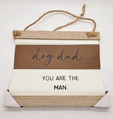 NWT Dog Dad You Are The Man Wall Sign 7.2″ X 6.3″ Faux Leather Canvas & Wood
