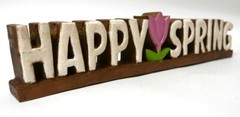 Happy Spring Wood Sign Tablescape Table Top Decor 18″ x 3.25″