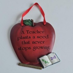 Teacher Apple Wall Decor Gift A Teacher Plants a Seed Classroom Plaque Hanging
