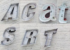 Vtg 3D Rustic Marquee Light Sign Letters Wall Hanging Decor Reclaimed Initials