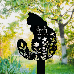 Personalized Cat Memorial Stake, Powder Coated Steel, Pet Grave Marker