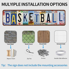 Basketball Sign Vintage Basketball Street Signs Basketball Decor Road Metal Tin