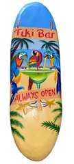 24” TIKI BAR ALWAYS OPEN SIGN HAND CARVED WOOD WALL ART TIKI TROPICAL DECOR