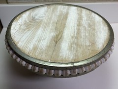 Rustic Whitewashed Wood and Metal 11″ Pedestal