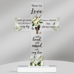 Sympathy Bereavement Gift for Loss of Loved One Acrylic Cross Floral Red