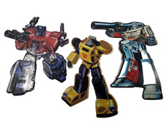 Lot of 3 Transformers Optimus Prime Bumble Bee MegaTron Metal Die Cut-Out Sign
