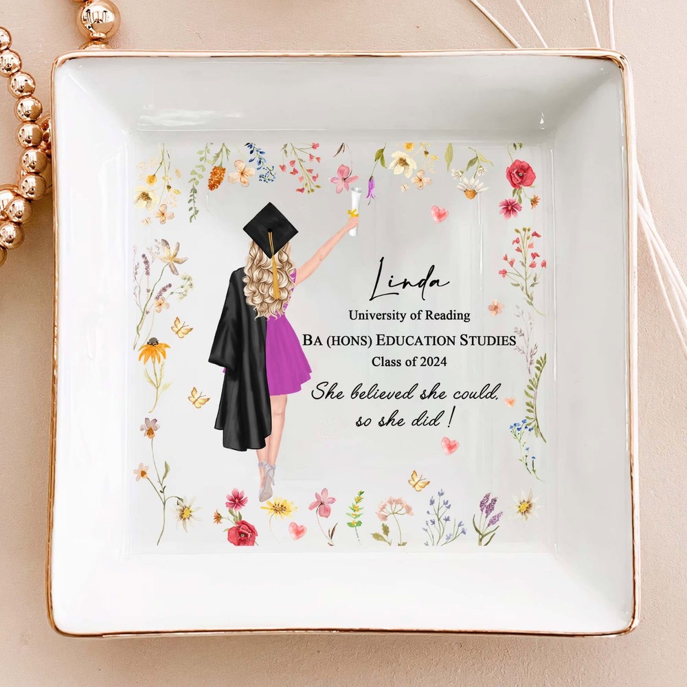 Personalized Graduation Jewelry Dish Ring Dish Gift Class of 2024 Her Grad Gifts