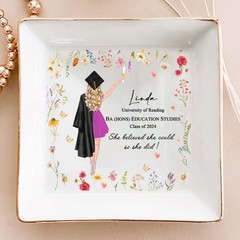 Personalized Graduation Jewelry Dish Ring Dish Gift Class of 2024 Her Grad Gifts