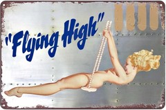 Tin Metal Signs Sexy Blond Woman Aviation Nose Art Metal Poster Pinup Girl Swing