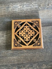 Solid Wood Wall Hanging Art Plaque Sacred Geometry Mandala Celtic 6.5in x 6.5in