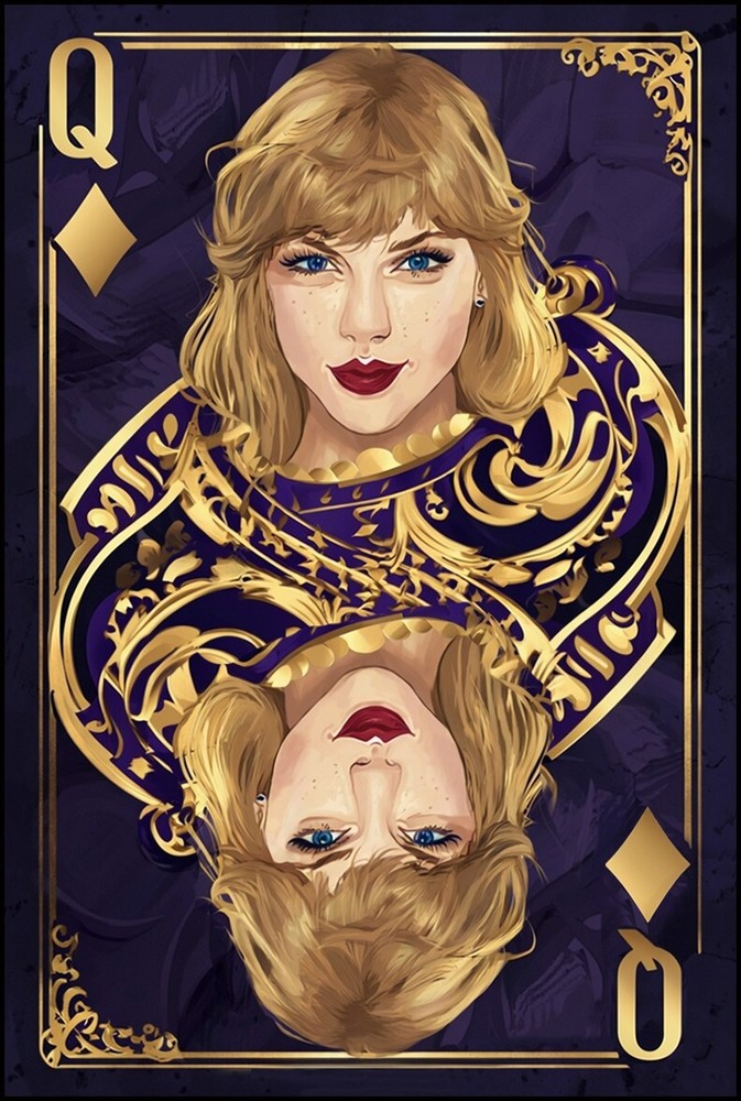 Taylor Swift Golden Queen of Diamonds Swiftie Eras Fan Art Metal Poster Sign