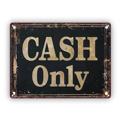 Cash Only Vintage Metal Sign Rustic Shop Market Business Wall Decor Plaque