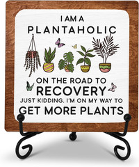 Plantahloc Table Sign For Garden, Funny 5×5 Inch Decor Plaque, Farewell Office G